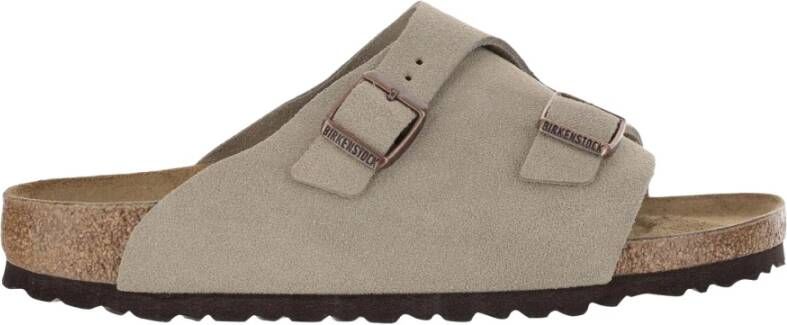 Birkenstock Suède Kurk Sandalen Verstelbare Gesp Sluiting Beige Heren