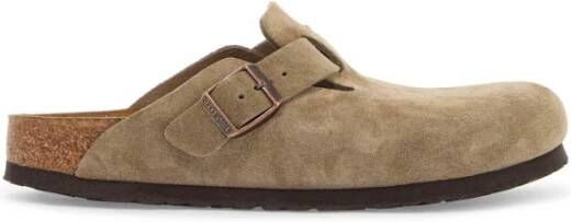 Birkenstock Suede leren klomp met gesp Beige Heren