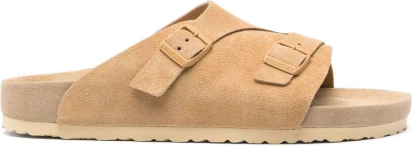 Birkenstock Suede Leren Sandalen Beige Dames