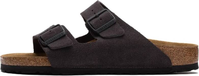 Birkenstock Suède Leren Sandalen Donkergrijs