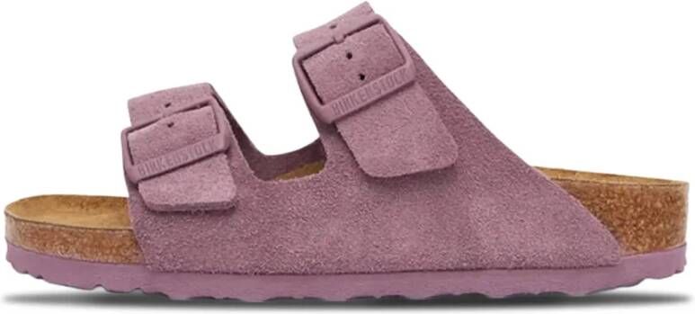 Birkenstock Suède Leren Sandalen in Mauve