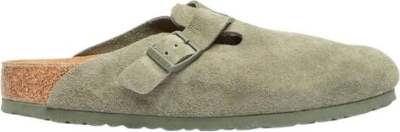 Birkenstock Suede Muiltjes met Anatomisch Voetbed Green Heren