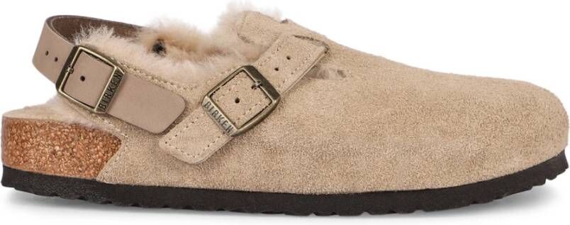 Birkenstock Beige Suède Sandalen met Shearling Voering Beige Dames - Foto 5
