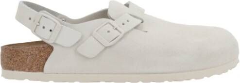 Birkenstock Suede Slingback Sandal met Hak White Dames