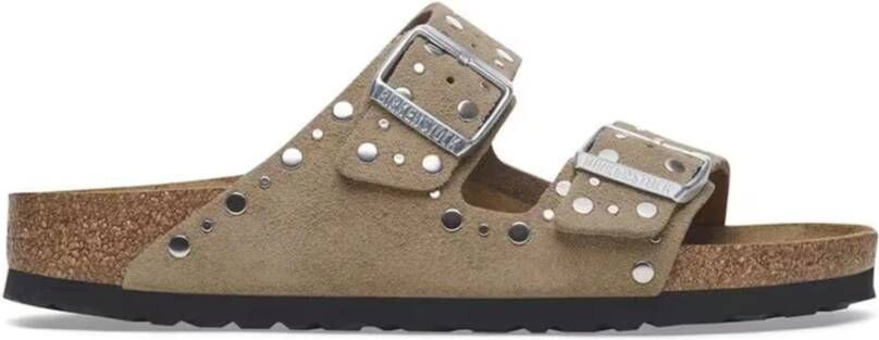 Birkenstock Taupe Arizona Rivet Sliders Beige Dames