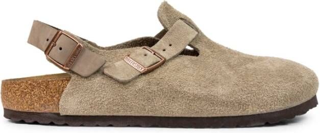 Birkenstock Taupe Suède Leren Klomp