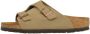 Birkenstock Suède Kurk Sandalen Verstelbare Gesp Sluiting Beige Heren - Thumbnail 9
