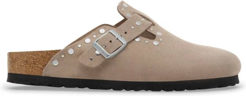 BIRKENSTOCK Instappers Dames Boston Rivet Maat: 43 Materiaal: Suède Kleur: Taupe