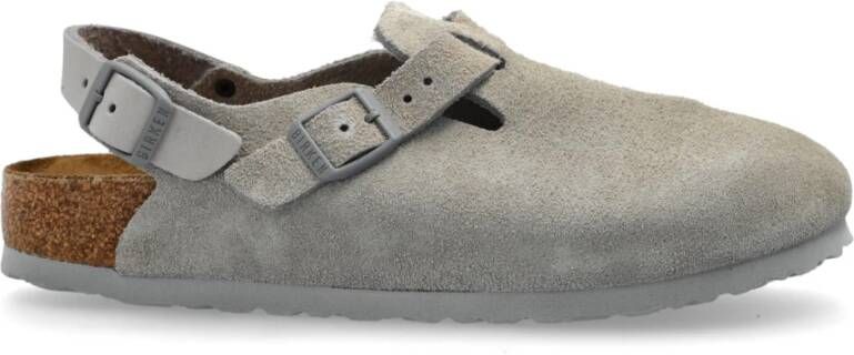 Birkenstock Grijze Suède Sandalen met Kurken Voetbed Gray Dames