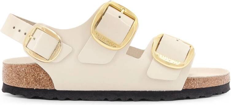 Birkenstock Verstelbare Beige Sandalen met Metalen Gespen