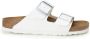 Birkenstock Witte Leren Platte Sandalen met Gouden Gesp White Dames - Thumbnail 1