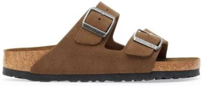 Birkenstock Sandalen Arizona SF Suede Leather Narrow Dark Tea Tonal