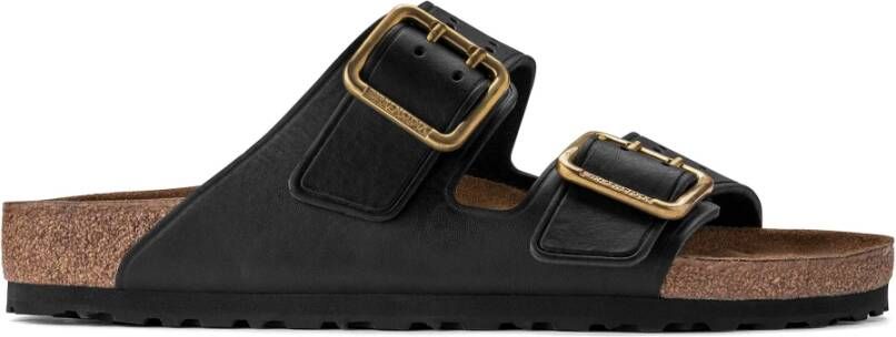 Birkenstock Zwarte Leren Herensandalen Zwart Heren