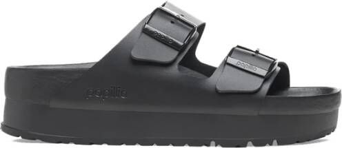 Birkenstock Zwarte leren platform sandalen