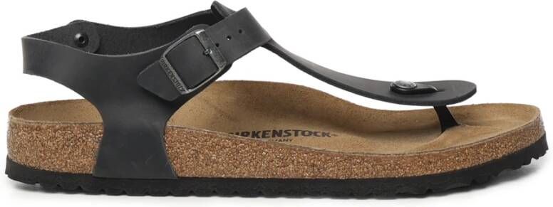 Birkenstock Zwarte Leren Sandalen met Kurken Voetbed