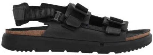 Birkenstock Zwarte Platte Sandalen met Verstelbare Bandjes Black Heren