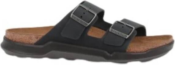 Birkenstock Zwarte Platte Sliders Zwart Heren