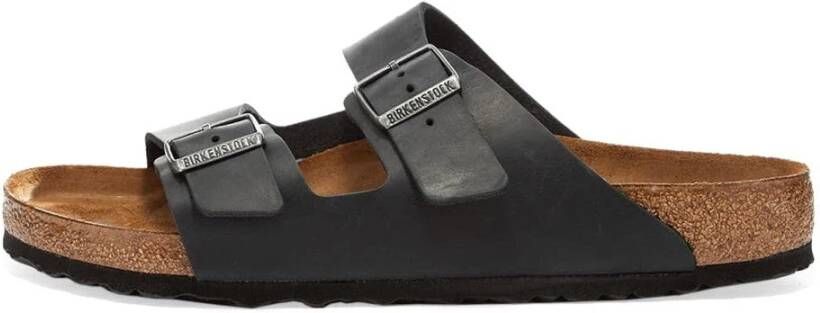 Birkenstock Zwarte Sandalen van Geölied Leder Black Heren