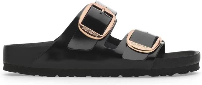 Birkenstock Zwarte Shine Big Buckle Sandalen