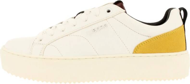 Björn Borg Witte Platform Sneaker met Gele Details White Dames