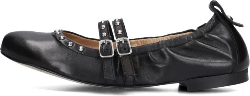 Blasz Zwarte Leren Ballerina's met Studs