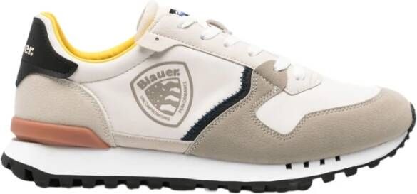 Blauer Beige Sneakers met Suède en Mesh Multicolor Heren