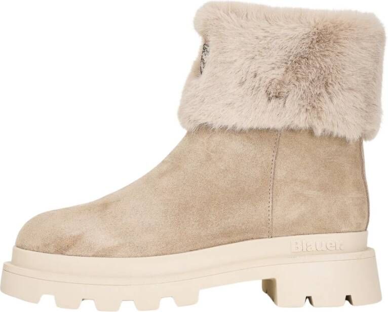 Blauer Beige Suède Bontgevoerde Winterlaarzen