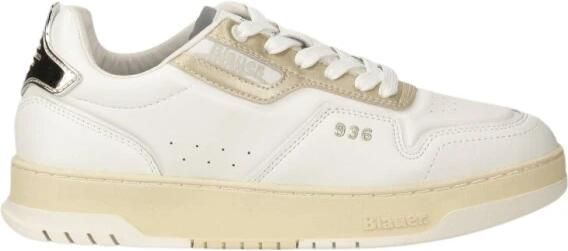 Blauer Witte Platinum Leren Sneakers voor Vrouwen White Dames