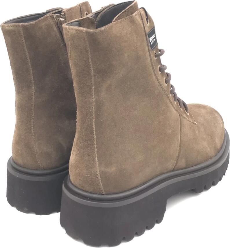 Blauer Bruine Suède Enkellaarzen Ronde Vorm