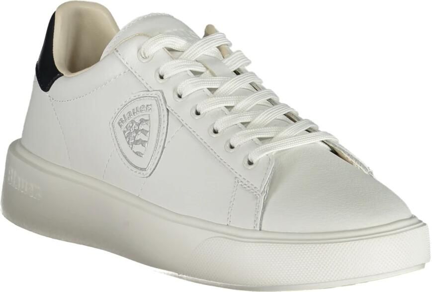 Blauer Witte Leren Sportsneaker met Bruine Accenten - Foto 3