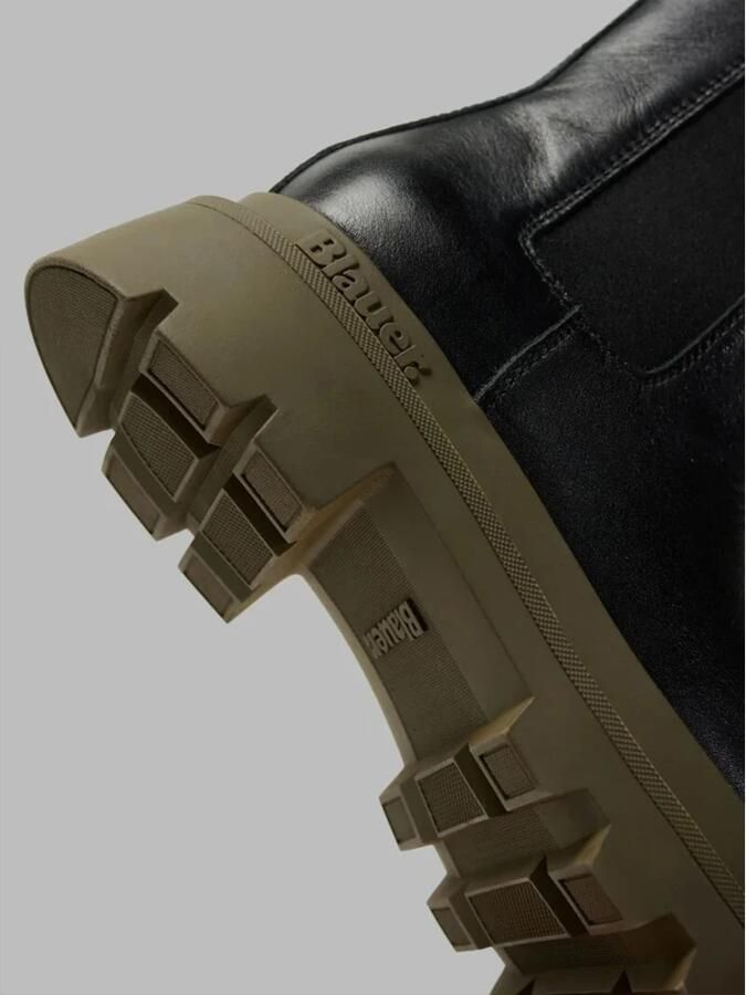 Blauer Zwarte leren enkellaars met iconisch schild Black Dames - Foto 3