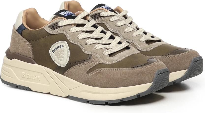 Blauer Contrastmateriaal Sneakers Bruin Beige - Foto 2
