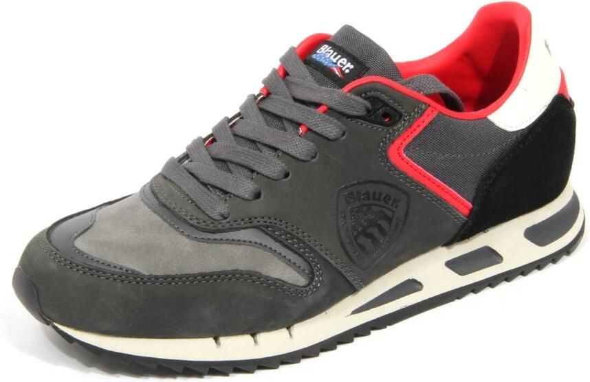 Blauer Grijze Leren Stoffen Schoenen