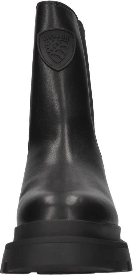 Blauer Zwarte leren enkellaars met iconisch schild Black Dames - Foto 3