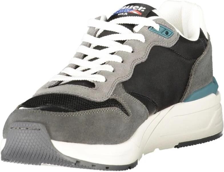 Blauer Dynamische Zwarte Leren Sneaker