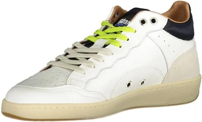 Blauer Witte Leren Heren Sneaker Urban Luxe