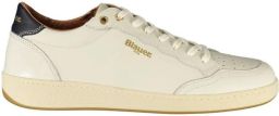 Blauer Witte Polyester Sneaker met Contrastdetails
