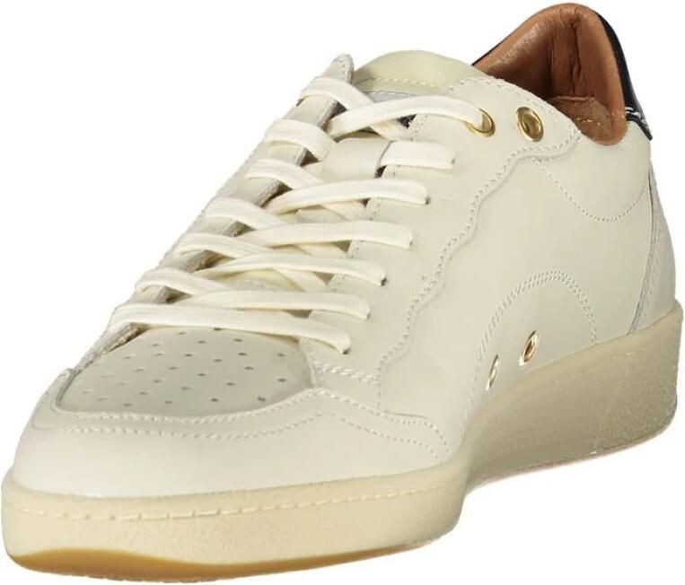Blauer Witte Polyester Sneaker met Contrastdetails