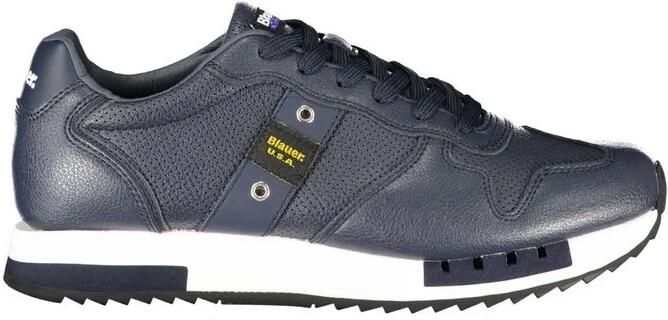 Blauer Blauwe Leren Heren Sneaker Urban Stijl
