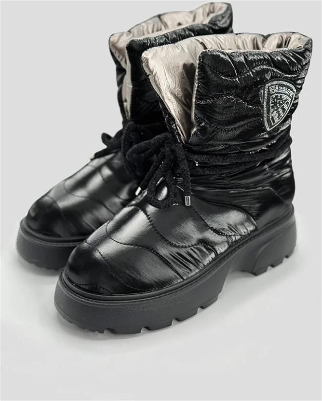 Blauer Metallic Zwarte Dameslaars Zwart Dames