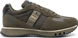 Blauer Groene Suède Sneakers met Witte Details Green Heren