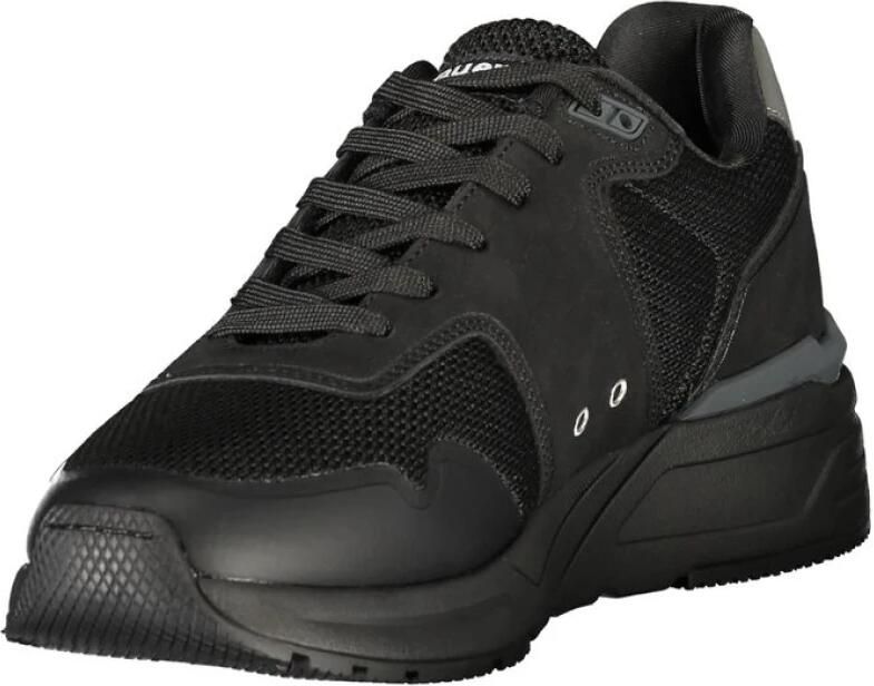 Blauer Zwarte Veterschoenen met Contrasterende Details