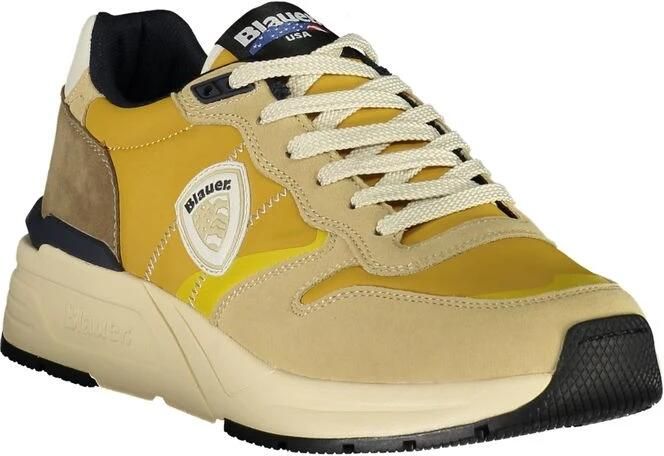 Blauer Mosterdgele Sneaker met Handtekeninglogo