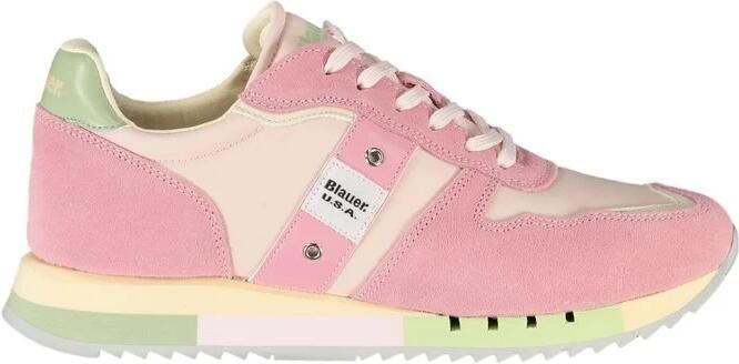Blauer Roze Leren Dames Sneaker