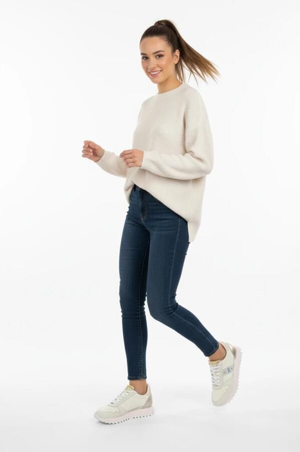 Blauer Sportieve Beige Vetersneakers met Contrastdetails Beige Dames - Foto 4