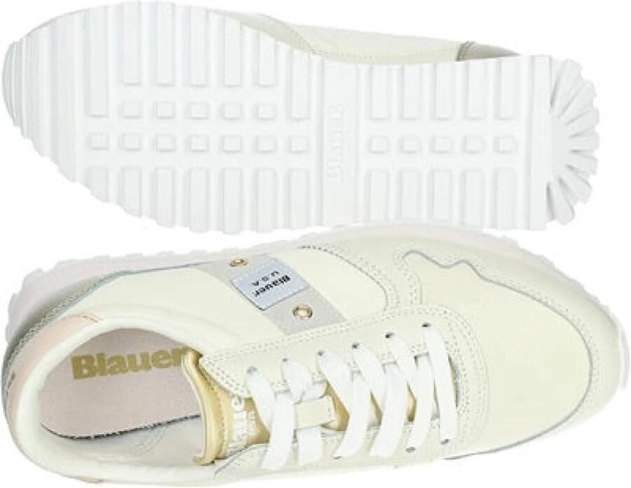 Blauer Sportieve Beige Vetersneakers met Contrastdetails Beige Dames - Foto 3