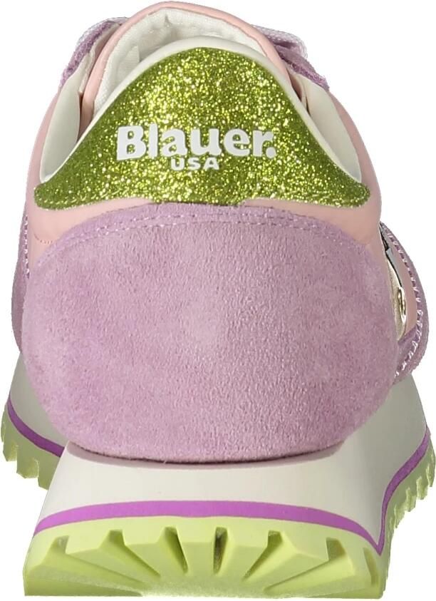 Blauer Roze Polyester Sneaker met Contrastdetails Pink Heren