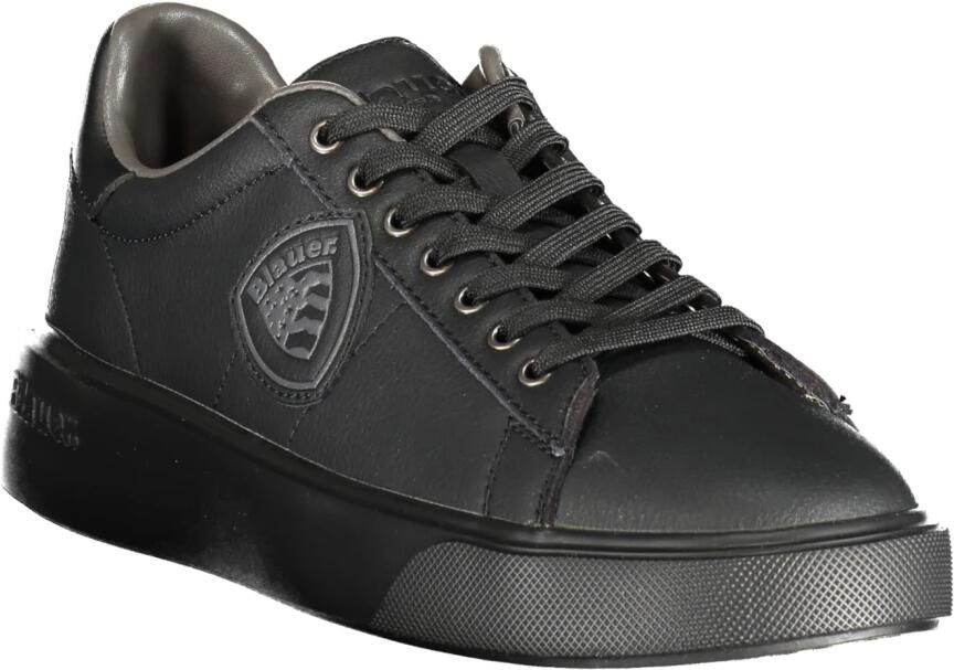 Blauer Sportieve Zwarte Polyester Sneaker met Contrastdetails Black Heren - Foto 3