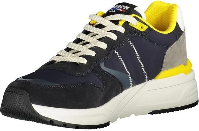 Blauer Sportieve Modieuze Sneakers met Gele Accenten