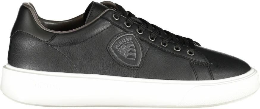 Blauer Zwarte Leren Sneakers Voor Heren Met Stijl